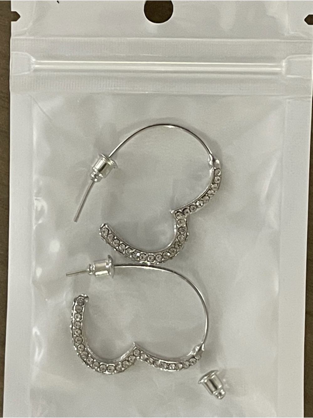 NWT~ Sterling Silver Heart Shaped Earrings w Cubic Zirconia Stones